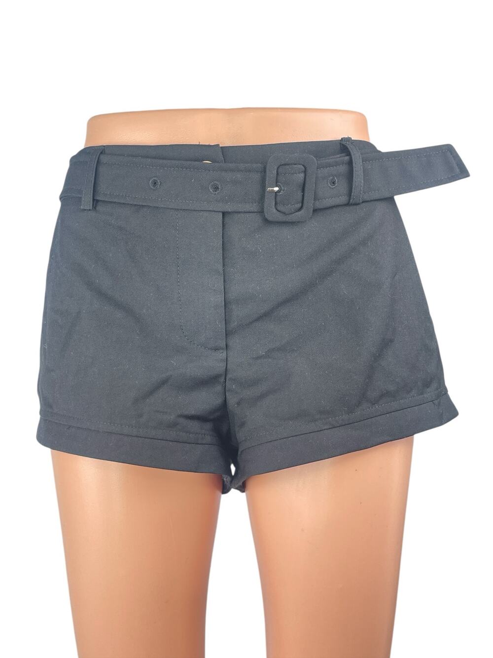 Lioness Women's Gray Mid Rise Belted Slim Fit Straight Leg Mini Shorts Size L